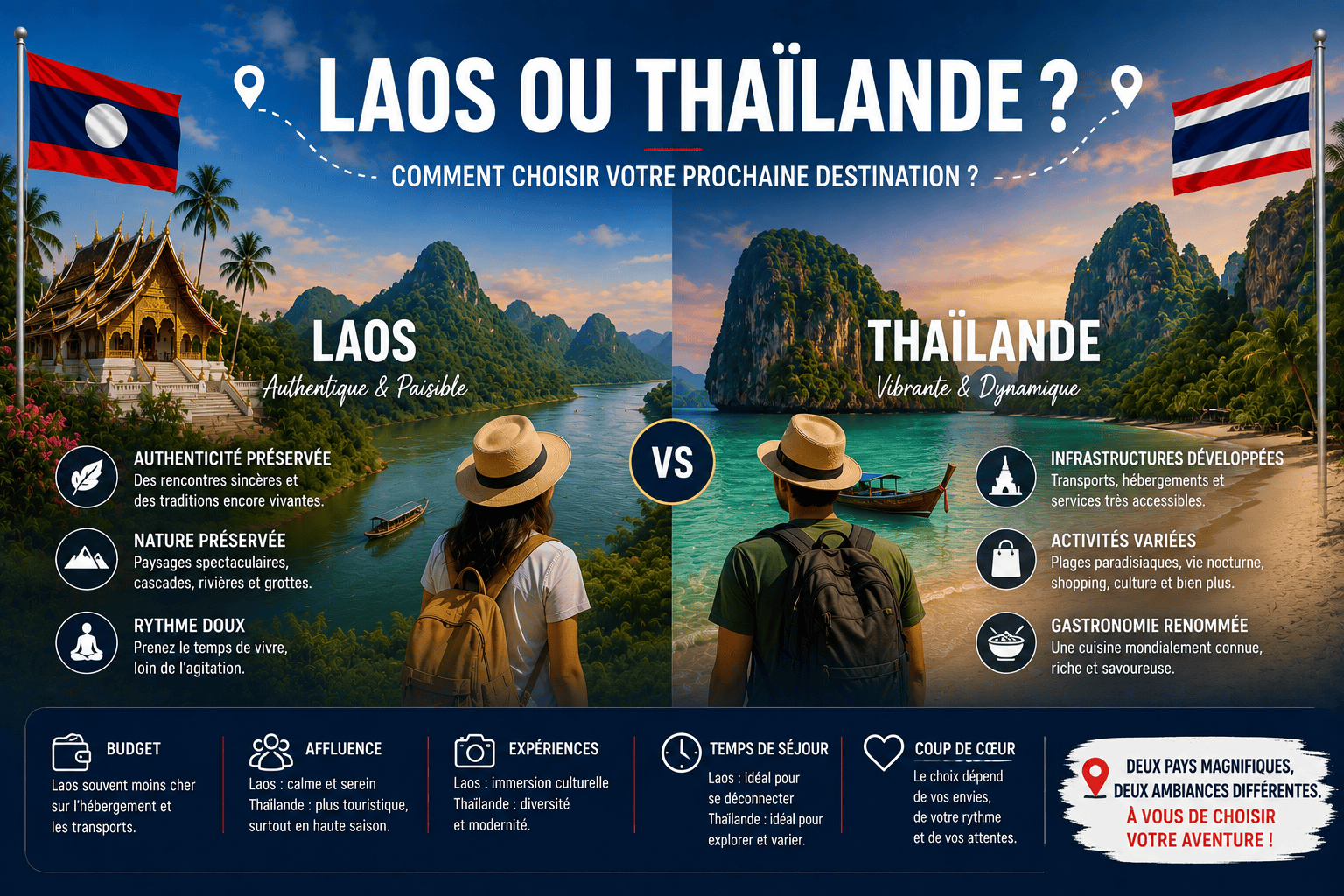 Laos ou Thaïlande : comparatif pour choisir sa destination de voyage en Asie du Sud-Est