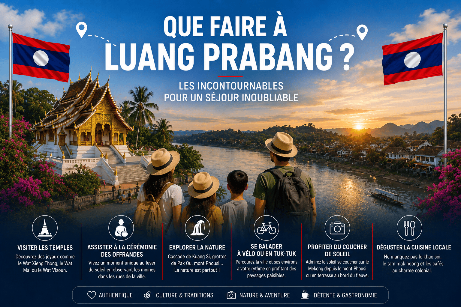 Les incontournables à faire à Luang Prabang : temples, Tak Bat, chutes de Kuang Si